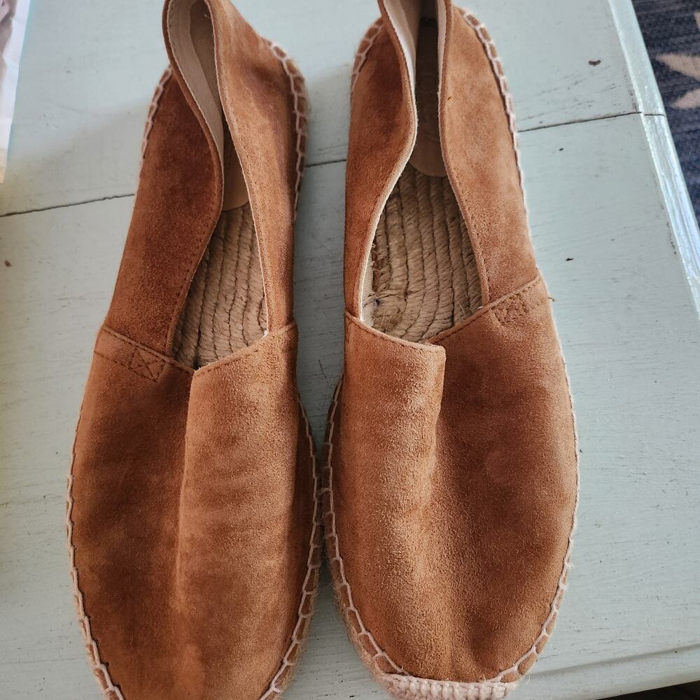 J Crew Womens Suede Slip On Espadrille Flats Brown Size 10